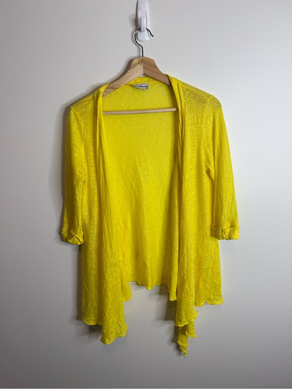 Maria bellentani Lightweight Yellow Open-Front Women's Cardigan linen size xs